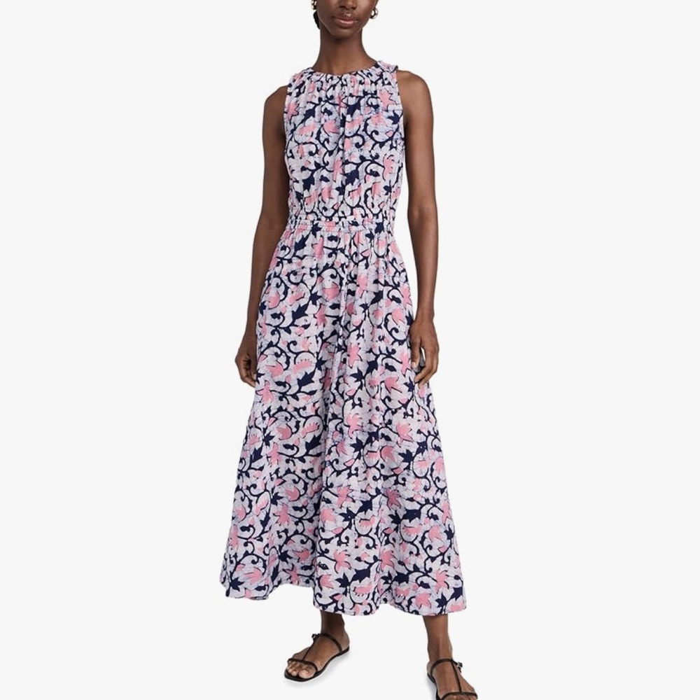 Apiece Apart Pink & Navy Floral Halter Maxi Dress